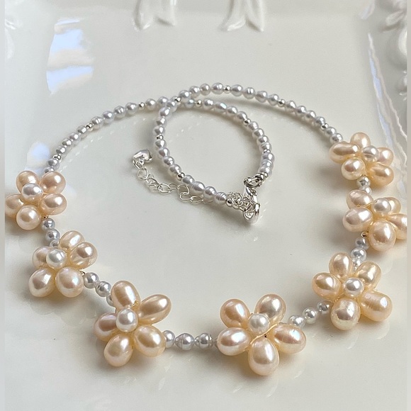 N289-Handmade High Quality Champagne Flower Pearl Baby Pearl Necklace - Picture 4 of 11